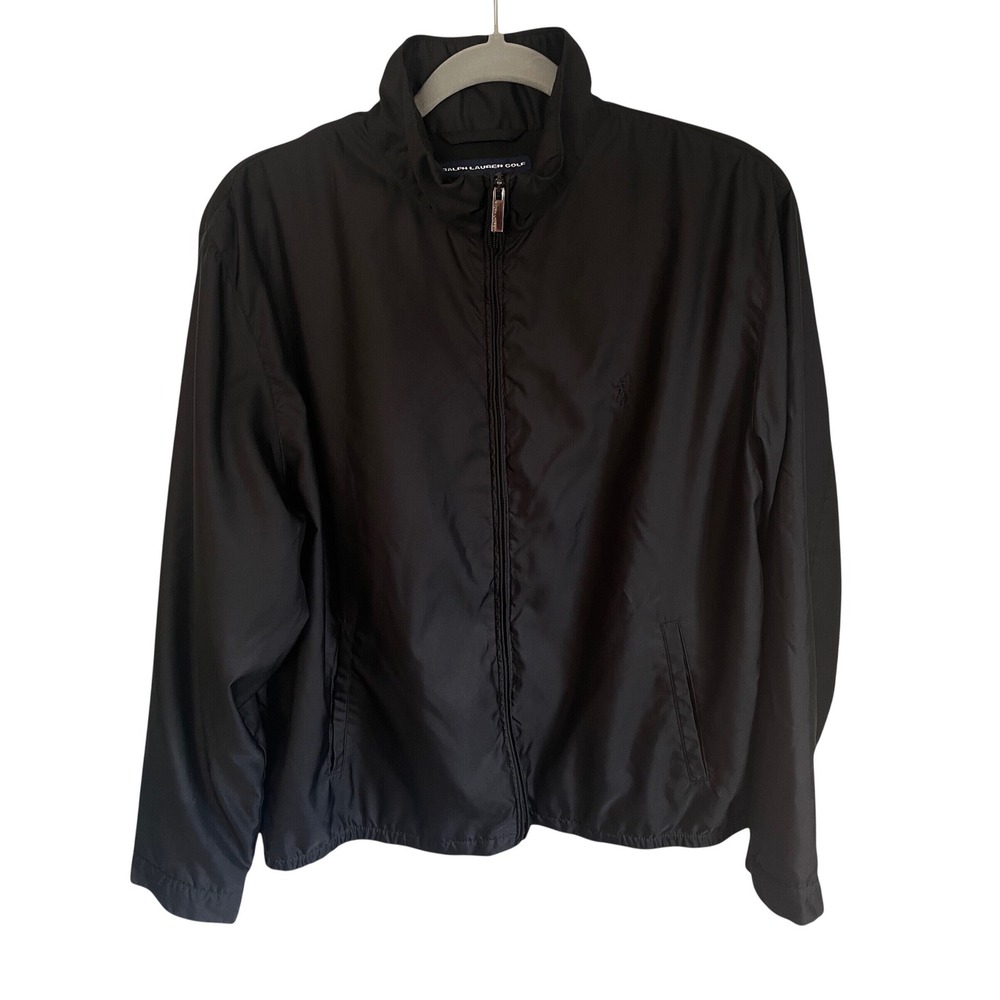 Ralph Lauren Golf Men's L Black Full Zip Jacket Windbreaker Y2KRetro Lightweight